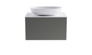 ASTRA-FORM Тумба подвесная М-40 80см 1ящ цв NCS S 3502-y мат./волна, раковина Атрия бел гл., столешница Solid бел гл. 4631177713545