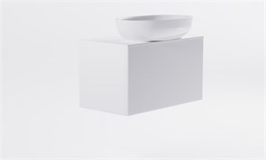 ASTRA-FORM Тумба подвесная М-40 Slim 80см 1ящ белый мат./волна, раковина Атрия бел глянц, столешница Solid белый мат. 4631177716010