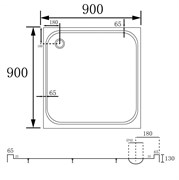 ABBER Душевой поддон AD3D090 90х90 квадратный, акриловый, белый AD3D090