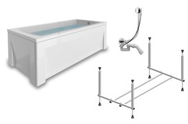 TIMO Комплект Акриловая ванна RITTA1670 160*70*63+Каркас + Слив-перелив+Фронтальная панель+Торцевая панель RITTA1670-KT16-SPV1505-FP16H-TP70H