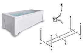 TIMO Комплект Акриловая ванна HELLA1575 150*75*63+Каркас + Слив-перелив+Фронтальная панель+Торцевая панель HELLA1575-KT15-SPV1505-FP15H-TP75H