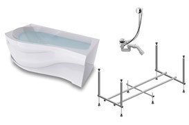 TIMO Комплект Акриловая ванна VINO1792L 170*92*66+Каркас + Слив-перелив+Фронтальная панель+Торцевая панель VINO1792L-KTVINO17-SPV1505-FPVINO17L-TPVINO17L