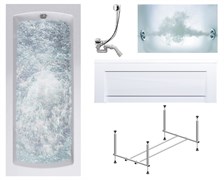 TIMO Комплект Акриловая ванна RITTA1570 150*70*63+Каркас + Слив-перелив+Гидромассаж 6 форсунок+Фронтальная панель RITTA1570-KT15-SPV1505-T-CM-FP15H