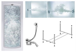 TIMO Комплект Акриловая ванна RITTA1775 170*75*63+Каркас + Слив-перелив+Гидромассаж 6 форсунок+Гидромассаж спины 3 форсунки RITTA1775-KT17-SPV1505-T-CM-T-BM