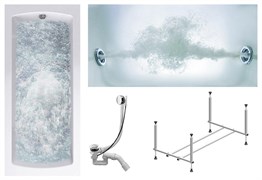 TIMO Комплект Акриловая ванна RITTA1880 180*80*63+Каркас + Слив-перелив+Гидромассаж 6 форсунок RITTA1880-KT18-SPV1505-T-CM