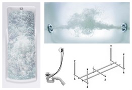 TIMO Комплект Акриловая ванна HELLA1575 150*75*63+Каркас + Слив-перелив+Гидромассаж 6 форсунок HELLA1575-KT15-SPV1505-T-CM