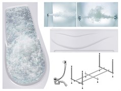 TIMO Комплект Акриловая ванна VINO1590L 150*90*66+Каркас + Слив-перелив+Гидромассаж 6 форсунок+Гидромассаж спины 3 форсунки+Фронтальная панель VINO1590L-KTVINO15-SPV1505-T-CM-T-BM-FPVINO15L