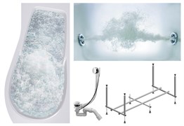 TIMO Комплект Акриловая ванна VINO1590R 150*90*66+Каркас + Слив-перелив+Гидромассаж 6 форсунок VINO1590R-KTVINO15-SPV1505-T-CM