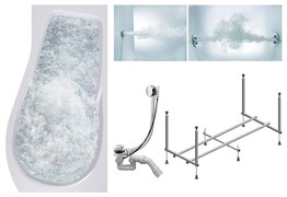 TIMO Комплект Акриловая ванна VINO1590R 150*90*66+Каркас + Слив-перелив+Гидромассаж 6 форсунок+Гидромассаж спины 3 форсунки VINO1590R-KTVINO15-SPV1505-T-CM-T-BM