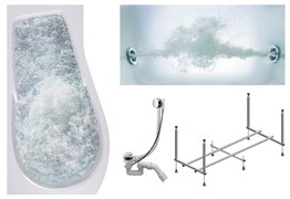 TIMO Комплект Акриловая ванна VINO1792L 170*92*66+Каркас + Слив-перелив+Гидромассаж 6 форсунок VINO1792L-KTVINO17-SPV1505-T-CM