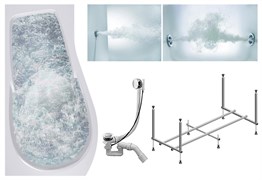 TIMO Комплект Акриловая ванна VINO1792L 170*92*66+Каркас + Слив-перелив+Гидромассаж 6 форсунок+Гидромассаж спины 3 форсунки VINO1792L-KTVINO17-SPV1505-T-CM-T-BM