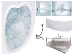 TIMO Комплект Акриловая ванна IVA1595R 150*95*70+Каркас + Слив-перелив+Гидромассаж 6 форсунок+Гидромассаж спины 3 форсунки+Фронтальная панель IVA1595R-KTIVA15-SPV1505-T-CM-T-BM-FPIVA15R