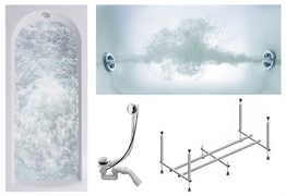 TIMO Комплект Акриловая ванна MIKA1770 170*70*58+Каркас + Слив-перелив+Гидромассаж 6 форсунок MIKA1770-KT17-SPV1505-T-CM