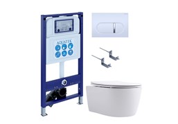 AQUATEK SET ЕВРОПА New-042 4в1 (рама INS-0000025 +крепление KKI-0000002 +кнопка KDI-0000042 +унитаз AQ1106L-00 +тонкое сиденье с механиз) SET AQUATEK ЕВРОПА New-042 4в1