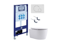 AQUATEK SET ЕВРОПА New-066 4в1 (рама INS-0000025 +крепление KKI-0000002 +кнопка KDI-0000066 +унитаз AQ1106L-00 +тонкое сиденье с механиз) SET AQUATEK ЕВРОПА New-066 4в1