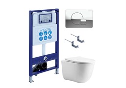 AQUATEK SET КЛАССИК cm-067 4в1 (рама INS-0000025 +крепление KKI-0000002 +кнопка KDI-0000067 +унитаз AQ1112-00 +тонкое сиденье с механиз) SET AQUATEK КЛАССИК cm-067 4в1