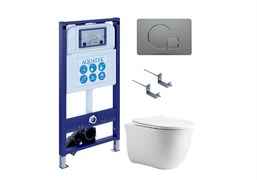 AQUATEK SET КЛАССИК cm-070 4в1 (рама INS-0000025 +крепление KKI-0000002 +кнопка KDI-0000070 +унитаз AQ1112-00 +тонкое сиденье с механиз) SET AQUATEK КЛАССИК cm-070 4в1
