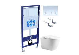 AQUATEK Set КЛАССИК cm (рама Standard INS-0000012 с звукоиз.прокладкой+крепеж KKI-0000002+кнопкаKDI-0000021+унитаз КЛАССИК AQ1112-00 с крышкой SET AQUATEK КЛАССИК cm-021 4в1