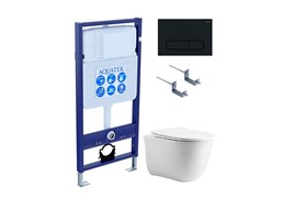 AQUATEK Set КЛАССИК cm (рама Standard INS-0000012 с звукоиз.прокладкой+крепеж KKI-0000002+кнопкаKDI-0000025+унитаз КЛАССИК AQ1112-00 с крышкой SET AQUATEK КЛАССИК cm-025 4в1