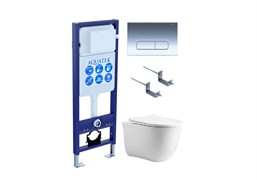 AQUATEK SET КЛАССИК cm-INS17-016 4в1 (рама Standard INS-0000017 с звукоиз.прокладкой+крепеж KKI-0000002+кнопкаKDI-0000016+унитаз AQ1112-00 с крышкой SET КЛАССИК cm-INS17-016 4в1