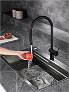 AQUAme AQM9901MB  Cucina Смеситель для кухни с выдвижным U-образным изливом,черный матовый AQM9901MB