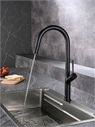 AQUAme AQM9905MB  Cucina  Смеситель для кухни с выдвижным U-образным изливом,  с подключением к фильтру с питьевой водой,  черный матовый AQM9905MB