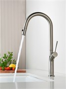 AQUAme AQM9905BN   Cucina  Смеситель для кухни с выдвижным U-образным изливом,  с подключением к фильтру с питьевой водой, никель шлифованный AQM9905BN