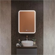 AQUAme AQM9204 600х800 Зеркальный шкаф ЛЕВЫЙ с подсветкой, подогревом и часами, корпус Антрацит AQM9204