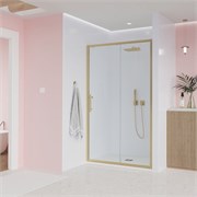 VECONI Душевая дверь Evo 100 G, 1200x1950, золото брашинг, стекло прозрачное E1-G-120-01-C9