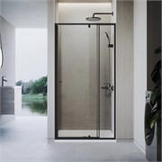 VECONI Душевая дверь распашная Vianno VN-26B, 800x1950, Черный матовый, стекло прозрачное VN26B-80-01-C8