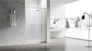 VECONI Душевая дверь раздвижная Vianno VN-55G, 1000x1950, Золото брашинг, стекло прозрачное VN55G-100-01-C8