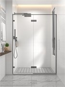 VECONI Душевая дверь распашная  Premium Alassio GR, 1300х2000, брашированный графит, стекло прозрачное осветленное AL-130-00-GR-C4