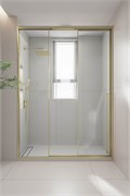 VECONI Душевая дверь раздвижная Premium Prato 300 G-L, 1700х2000, золото брашированный, стекло прозрачное PR3/L-170-01-G-C4