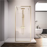 VECONI Душевая перегородка Korato KR-90G, 1100x2000, брашированное золото, прозрачное KR90G-110-01-C4