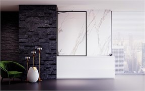 VECONI Шторка на ванну Palau PL-85B, 700x1500, черный, стекло прозрачное PL85B-70-01-C8