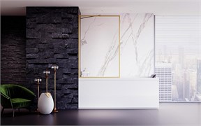 VECONI Шторка на ванну Palau PL-85G, 800x1500, брашированное золото, стекло прозрачное PL85G-80-01-C8