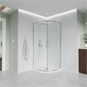 VECONI Душевой угол полукруглый, двери раздвижные  Evo 200 CH, 900х900x1950, хром, прозрачное стекло E2-CH-9090-01-C9