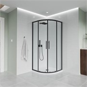 VECONI Душевой угол асимметричный, двери раздвижные  Evo 200 B, 1200х800x1950, черный матовый, прозрачное стекло E2-B-12080-01-C9