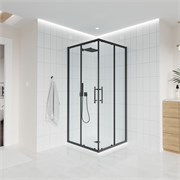 VECONI Душевой угол квадратный, двери раздвижные  Evo 300 B, 800х800x1950, черный матовый, прозрачное стекло E3-B-8080-01-C9