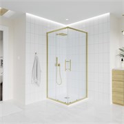 VECONI Душевой угол прямоугольный, двери раздвижные  Evo 300 G, 1100х900x1950, золото брашинг, прозрачное стекло E3-G-11090-01-C9