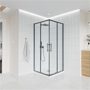 VECONI Душевой угол прямоугольный, двери раздвижные  Evo 300 GR, 1100х900x1950, графит брашинг, прозрачное стекло E3-GR-11090-01-C9