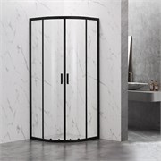 VECONI Душевой угол полукруглый, двери раздвижные Rovigo RV-202B, 800x800x1900, черный, стекло прозрачное RV202B-80-01-C4