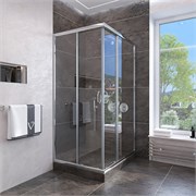 VECONI Душевой угол квадратный, двери раздвижные Rovigo RV-113, 800x800x1850, хром, стекло прозрачное RV113-80-01-C4