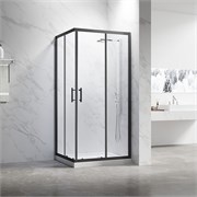 VECONI Душевой угол прямоугольный, двери раздвижные Rovigo RV-27B, 1000х800х1900, черный, стекло прозрачное RV27B-10080-01-C8