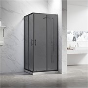 VECONI Душевой угол прямоугольный, двери раздвижные Rovigo RV-27B, 1200х900х1900, черный, стекло тонированное RV27B-12090-05-C8