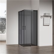 VECONI Душевой угол прямоугольный, двери раздвижные Rovigo RV-50B, 1100х800х1950,черный, стекло тонированное RV50B-11080-05-C8