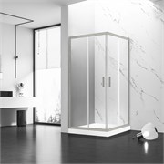 VECONI Душевой угол квадратный, двери раздвижные Rovigo RV-83, 800x800x1950, никель брашинг, прозрачное стекло RV83-80-01-C5
