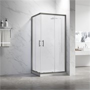 VECONI Душевой угол квадратный, двери раздвижные Rovigo RV-27GM, 900x900x1900, оружейная сталь, прозрачное стекло RV27GM-9090-01-C8