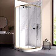 VECONI Душевой угол квадратный, двери раздвижные Rovigo RV-202G, 900x900x1900, брашированное золото прозрачное стекло RV202G-90-01-C4