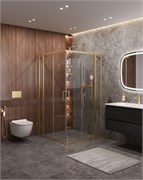 CEZARES Molveno Душевой уголок квадратный размер 110x110 см двери раздвижные профиль - брашированное золото / стекло - прозрачное MOLVENO-A-22-90+20-C-BORO-IV